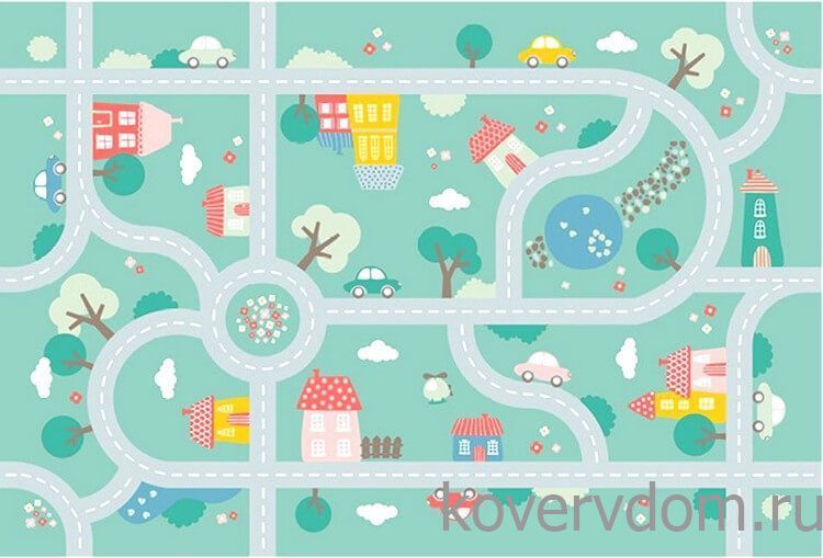 Детский развивающий 3D ковер с дорогами  ДОРОЖКИ-ДОМИКИ 86146